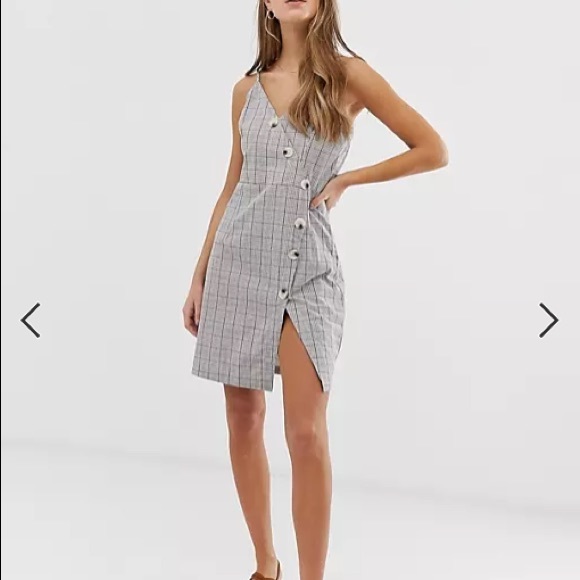 Gray Plaid Mini Dress w/Buttons- Size 6 - Picture 7 of 16